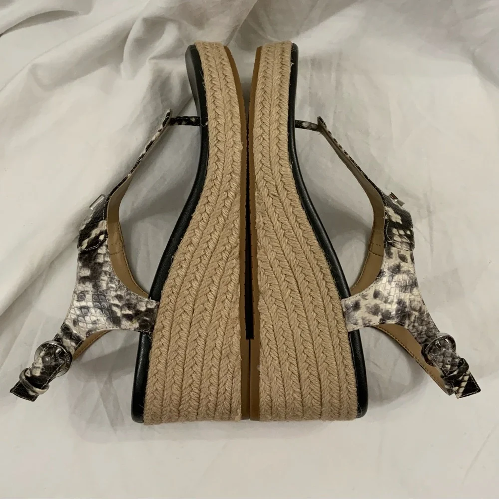 MICHAEL Michael Kors Black and Snake-Print Wedge Sandals